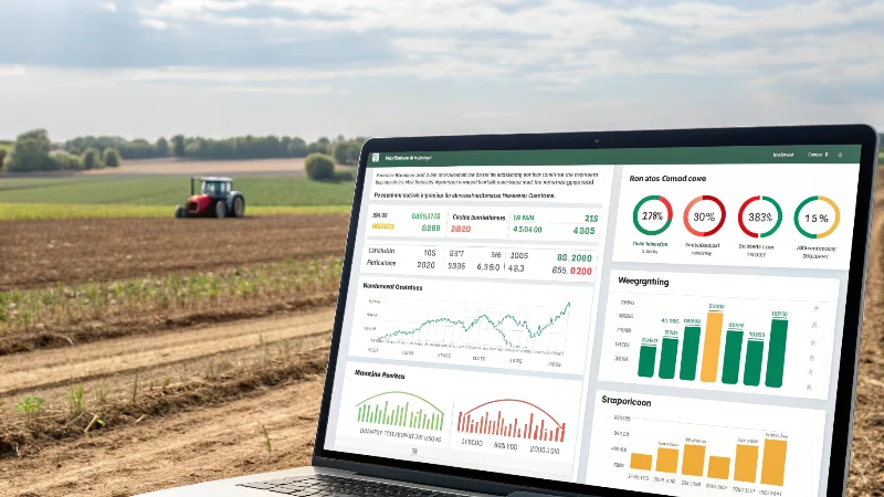 Dashboard displaying probability-based farm management analytics and efficiency metrics